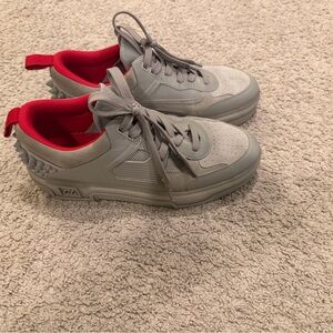 Christian Louboutin Gray and Red Sneakers